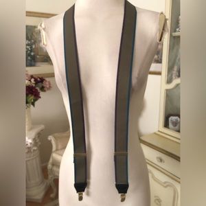 Cas Germany men’s suspenders  brown/purple and turquoise trim O\S